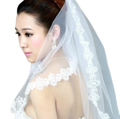 Bridal Wedding Veil Sequin Lace Wedding Veil Simple Short Super Fairy Wedding Dress Accessories Cross-Border Hot Sale