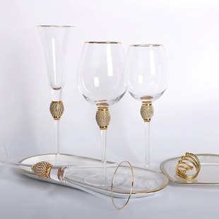 European-style light luxury diamond-embedded golden edge wine glass champagne glass cocktail glass high-looking glass goblet wine glass