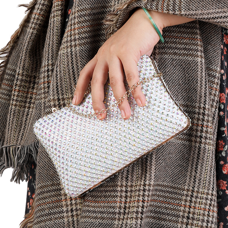 Bolso de hombro de las axilas del embrague transfronterizo bolsa de noche de la moda del Partido de la cadena bolso hecho a mano con diamantes incrustados banquete entrega del todo partido