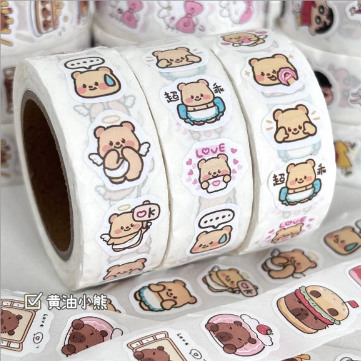 Roll stickers-butter bear [1.9cm/300 stickers]
