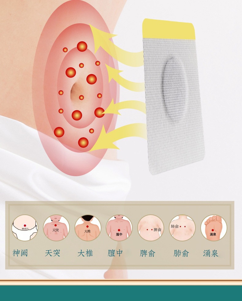 Sanfu Health Care Patches 30 Pack Herbal Acupoint Plaster with Nanyang Mugwort for Summer External Application in use