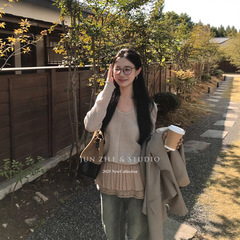 秋季套装女装韩系慵懒氛围感防晒长袖镂空针织衫上衣百褶半裙短裙