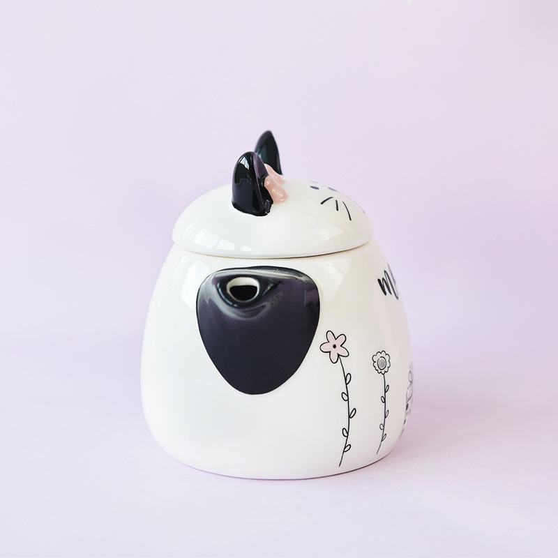 Cute dibujos animados con molduras de orejas de gato, cerámica de alta calidad, seguro y duradero, diseño de mango a prueba de quemaduras íntimo.