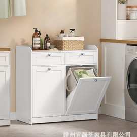 定制跨境热销浴室脏衣收纳柜隐藏洗衣篮独立式带把手的倾斜洗衣篮