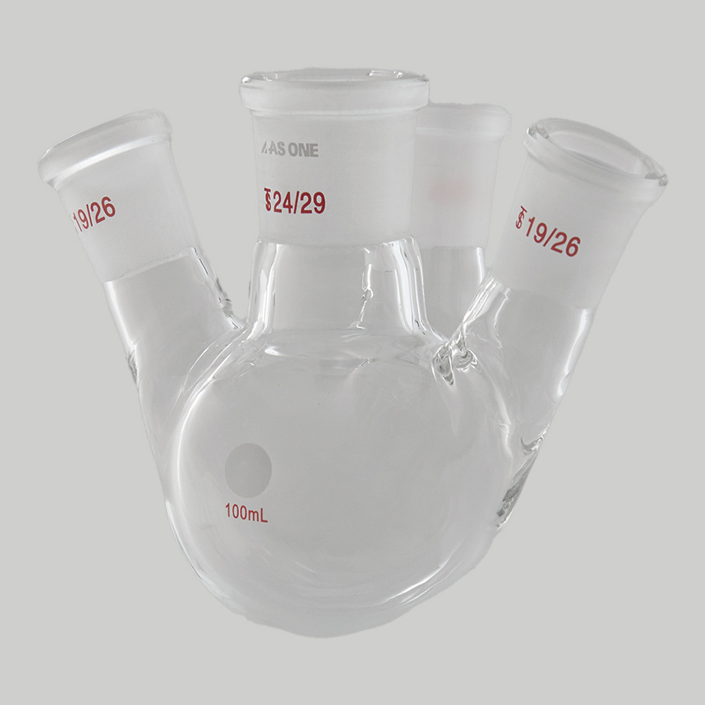 日本 AS ONE 亚速旺 进口 实验使用 四口烧瓶(斜口) CC-6639-11
