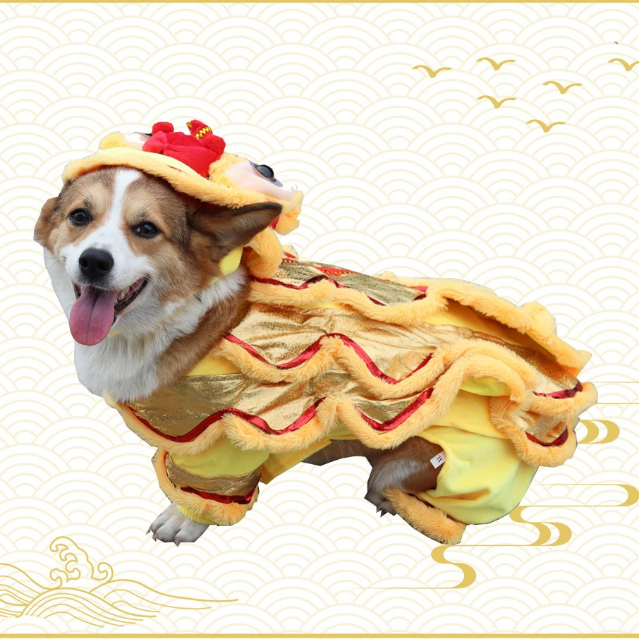 Собака новогодняя одежда Танец льва костюм домашнее животное льва