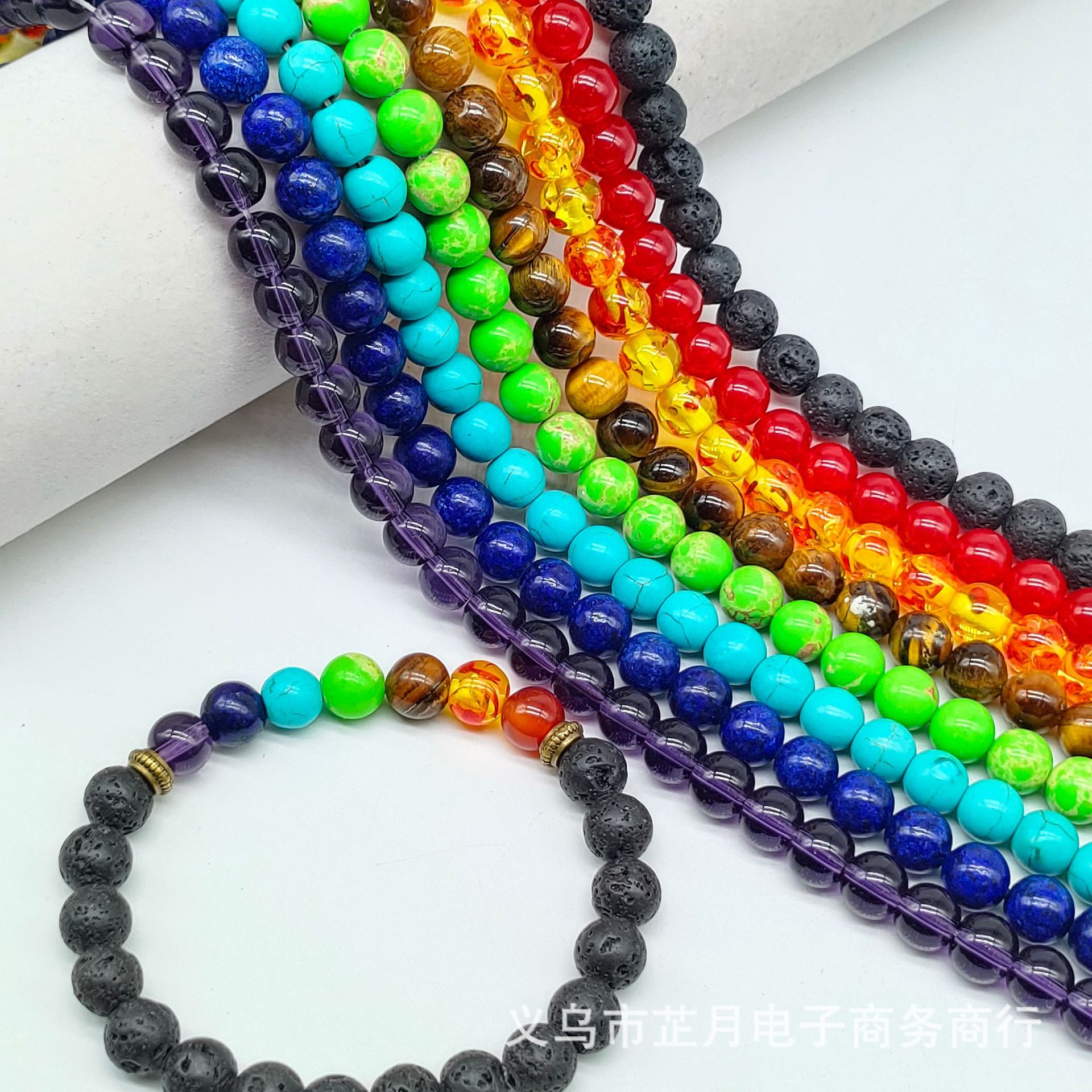 2022 Model 8mm Volcanic Rock Tiger Eye Red Agate Multi-Color Bead Bracelet Yoga Bracelet Accessory Wholesale