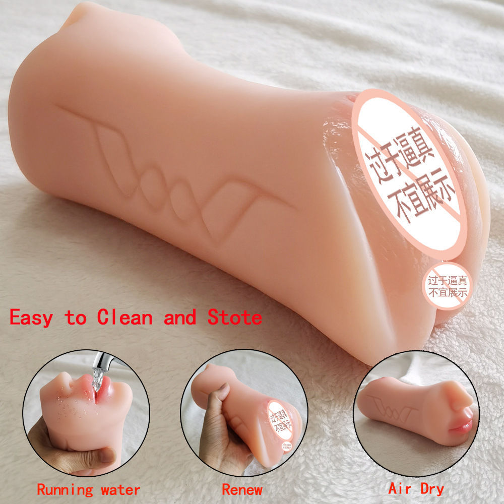 Double-Headed Manual Masturbator Cup with Three Channels, TPE Dual-Entry Design — detail image 5
