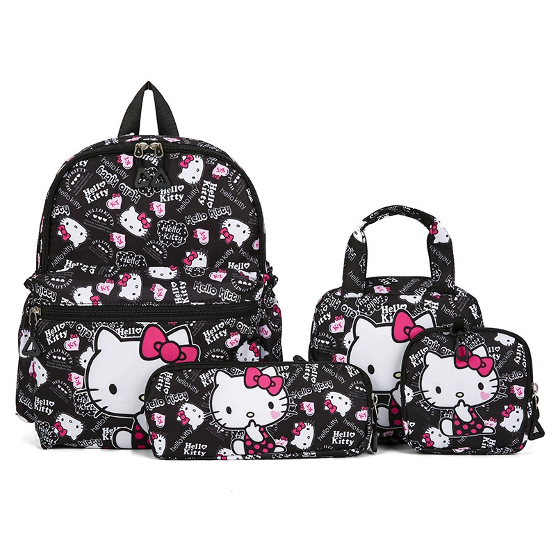 Children's cartoon backpack set with card holder, shoulder bag, school bag in colorful and pink designs