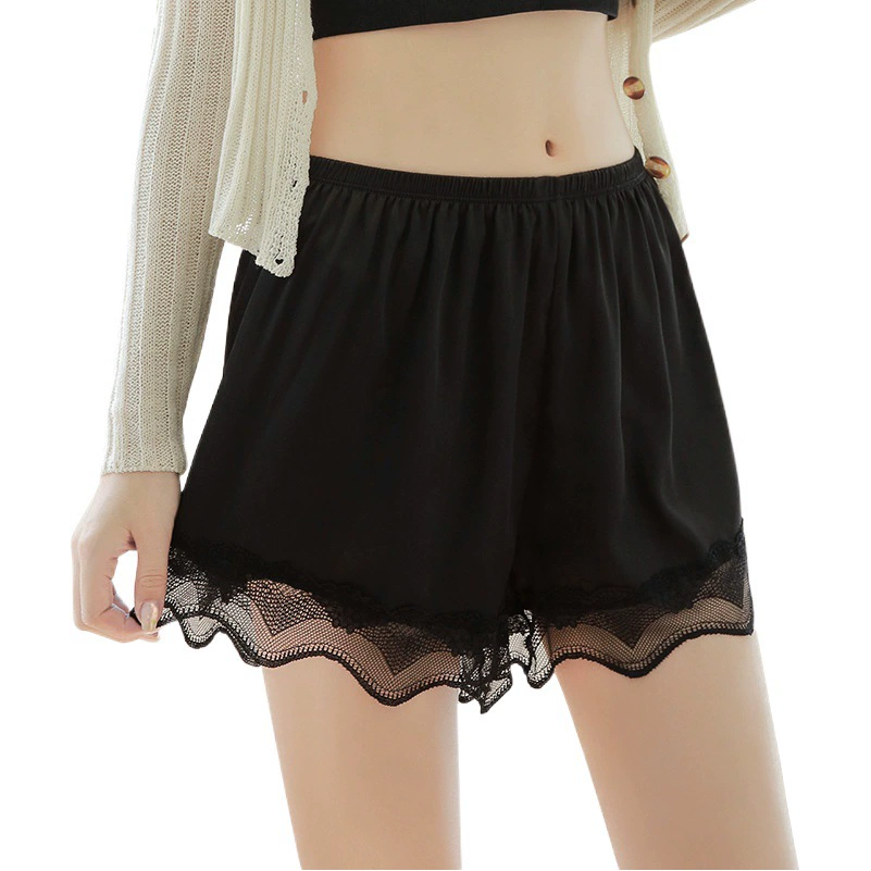 Защитные брюки, женские летние тонкие кружевные атласные брюки с защитой от воздействия, свободные домашние леггинсы, шорты, без завивки