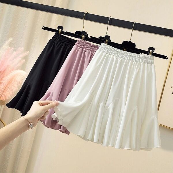 Spring summer fitted pleated skirt