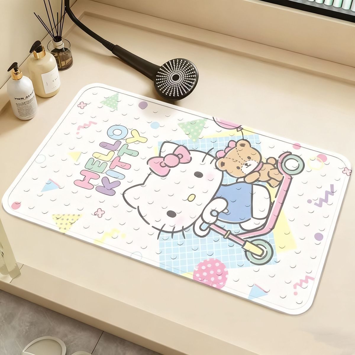 Hello Kitty bathroom anti-slip mat PVC shower and restroom anti-fall suction cup mat washroom shower no-wash floor mat