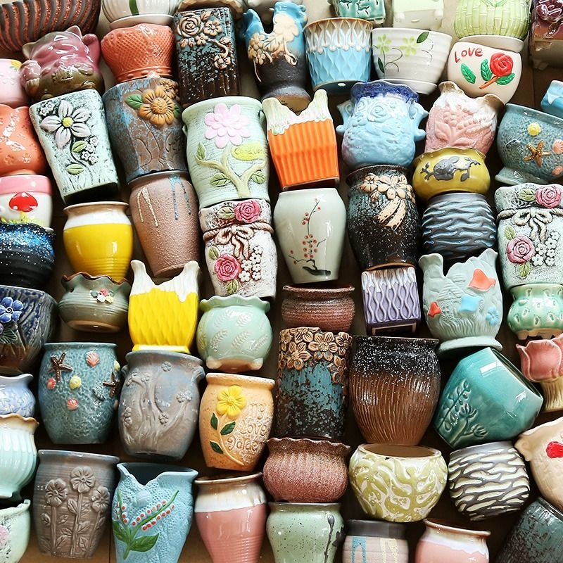 Мясо цветочный горшок керамика специальная распродажа креативная грубая глиняная посуда большого калибра