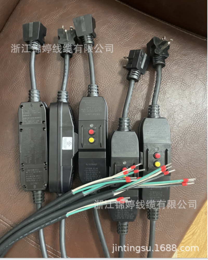 美标 分体式三芯漏电保护器配美式5-20P三芯插头 14AWG美式电源线