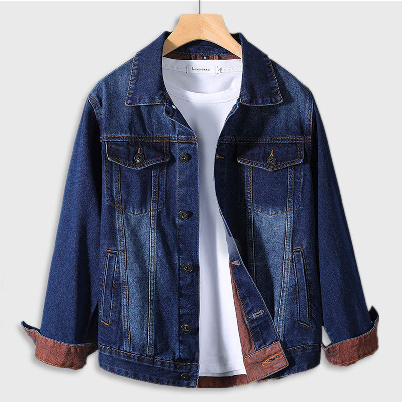 Denim jacket men's spring and autumn Kor...