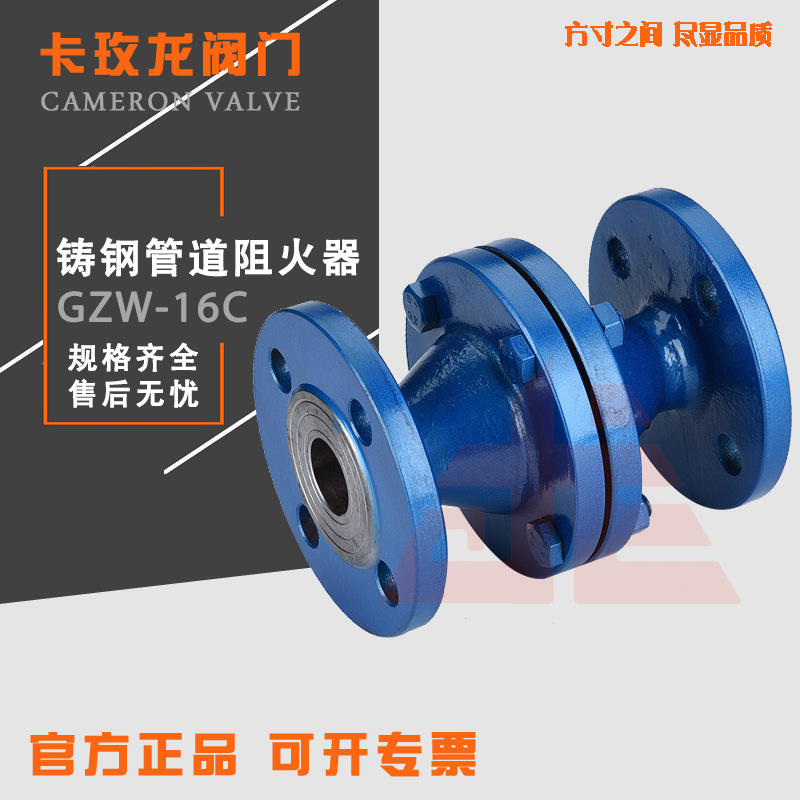 管道防爆阻燃阻火器 碳钢天然气管道阻火器 法兰管道阻火器 GZW-1