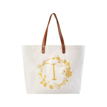 定制金色字母袋 PU皮提手帆布袋 白色广告袋 收纳包装购物袋批发