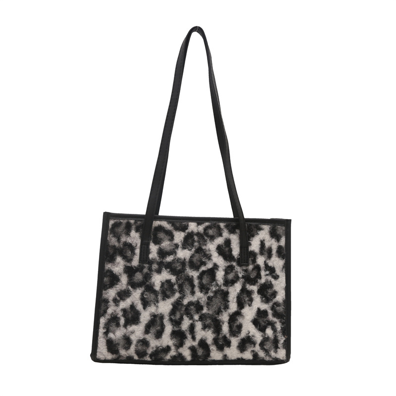 Leopardo tela de peluche bolso de mano para mujeres 2024 otoño nueva moda coreana moda bolso de hombro relajado bolso axilar
