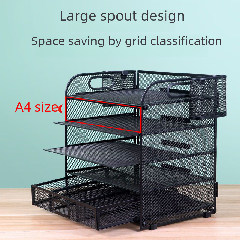 국경 간 사무실 5 층 데스크탑 금속 파일 랙 사무용품 서랍 형 파일 저장 랙 파일 프레임