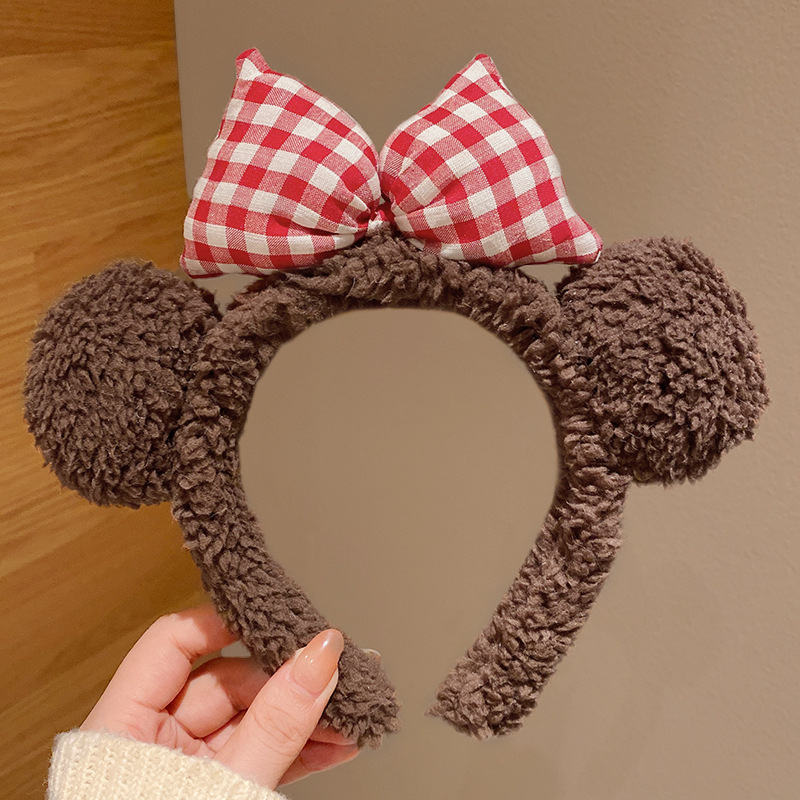 Cartoon facial lavado especial para mujeres 2024 nuevo cabello de peluche maquillaje prensado cabello lindos pinzas de cabello correa tocado