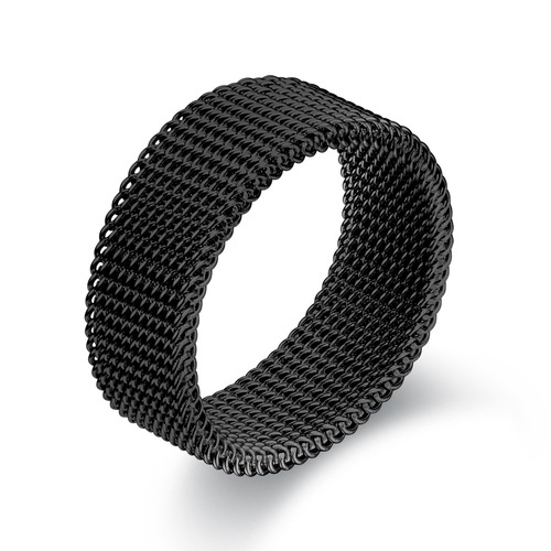 Cross-border stainless steel mesh ring 8MM high quality fashionable men's ring three-color mesh titanium steel ring does not fade