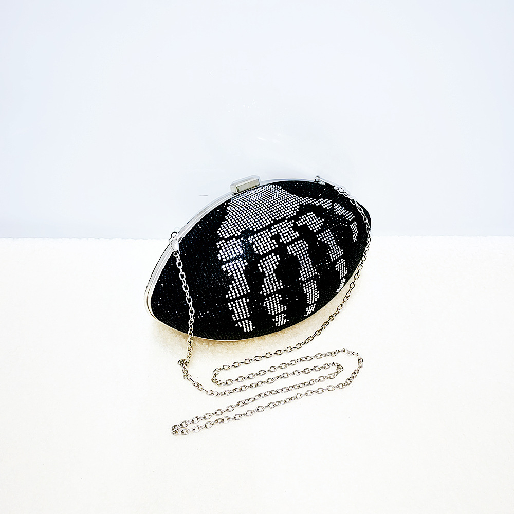 Cross-Border European & American Rugby Bag Luxury Diamond-Encrusted Women's Evening Bag Fashion Party Wedding Bridal Clutch - Thumbnail 6
