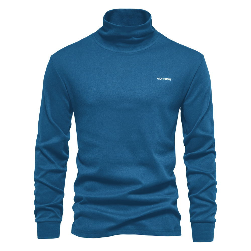 Men's Turtleneck Shirt Long Sleeved Solid Colour Base Layer Top_voghion.com