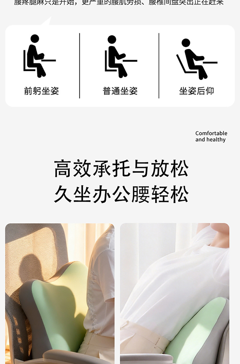 Lumbar Support for Office, Cool Backrest for Long Sitting, Memory Foam Office Chair Cushion, Car Lumbar Support Pillow