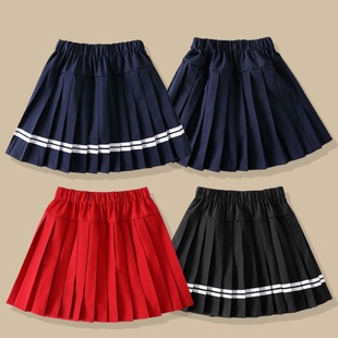 Girl's Pleated Skirt Red Primary School Student Skirt Spring and Autumn CUHK Children's School Uniform Skirt Xizang Blue Performance Short Skirt Summer