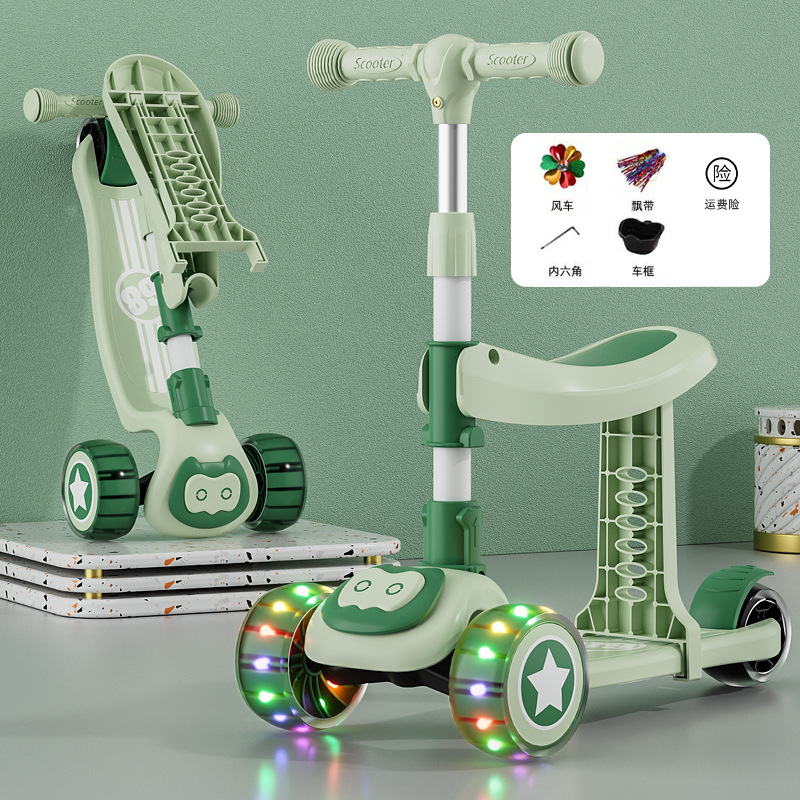 El nuevo Scooter para niños con asiento puede sentarse y deslizarse tres en uno niños y niñas de tres ruedas 1-2-3-5-6 AÑOS NIÑOS