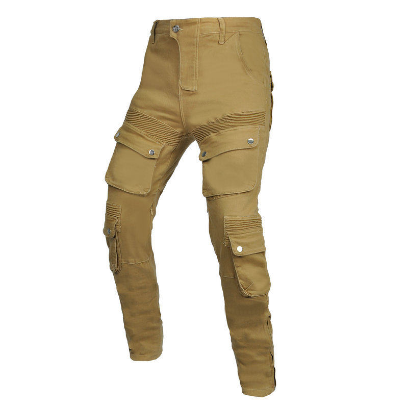 Loong biker motocicleta pantalones de montar de los hombres retro casual motocicleta overoles multi-bolsa ajustable anti-caída pantalones