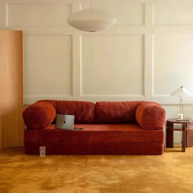 Meilad retro viento meleece sala de estar pequeño tipo plegable medieval tela perezosa sofá cama combinación