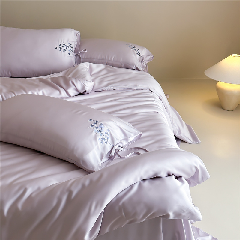 Embroidered Tencel Ice Silk Duvet Cover Four-piece Cooling Set_voghion.com