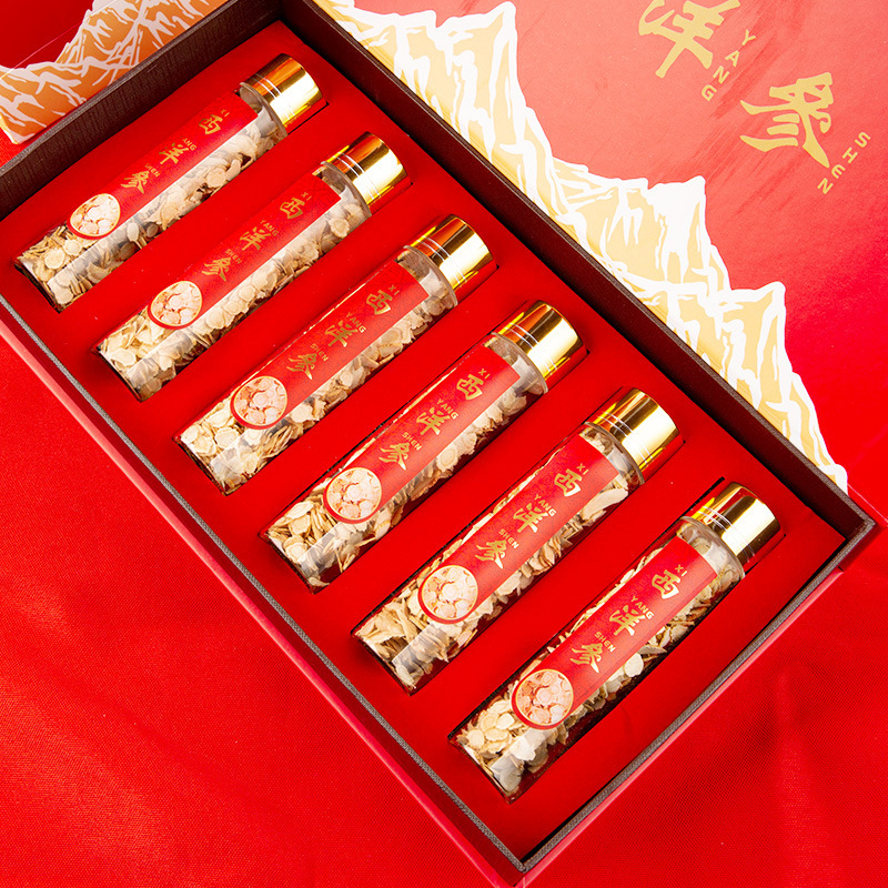 西洋參100克六瓶玻璃禮盒裝送禮 花旗參軟枝片批發一件代發