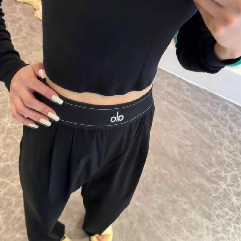 ALO カジュアル スポーツ スイート パンツ ウーブン ウェビング ゆったり 痩身 軽量 パンツ ワイドレッグ パンツ ハイウエスト 速乾性 イン|undefined