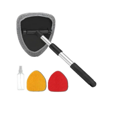 Windshield Cleaning Tool Car Car cleaning tools - pentagonal-telescopic-pole-1-cloth-cover-each-in-red-gray-and-orange-spray-bottle