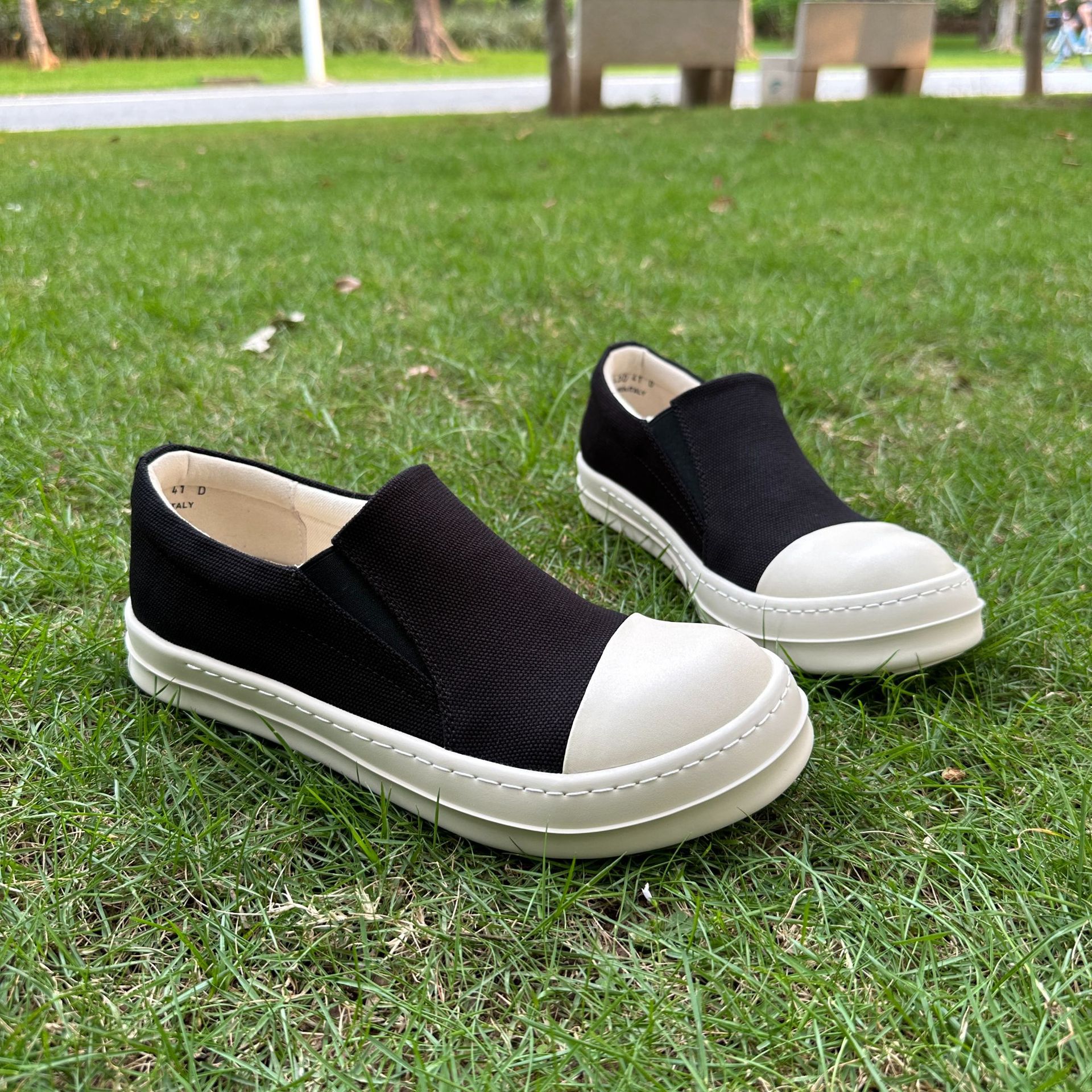 ro shoes canvas slip-on loafers men and women Summer couple thick bottom breathable all-match sleeve casual canvas shoes