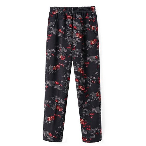Live streaming item 2024 autumn and winter new middle-aged and elderly women's clothing mother large size floral pants large size grandmother pants for outdoor wear