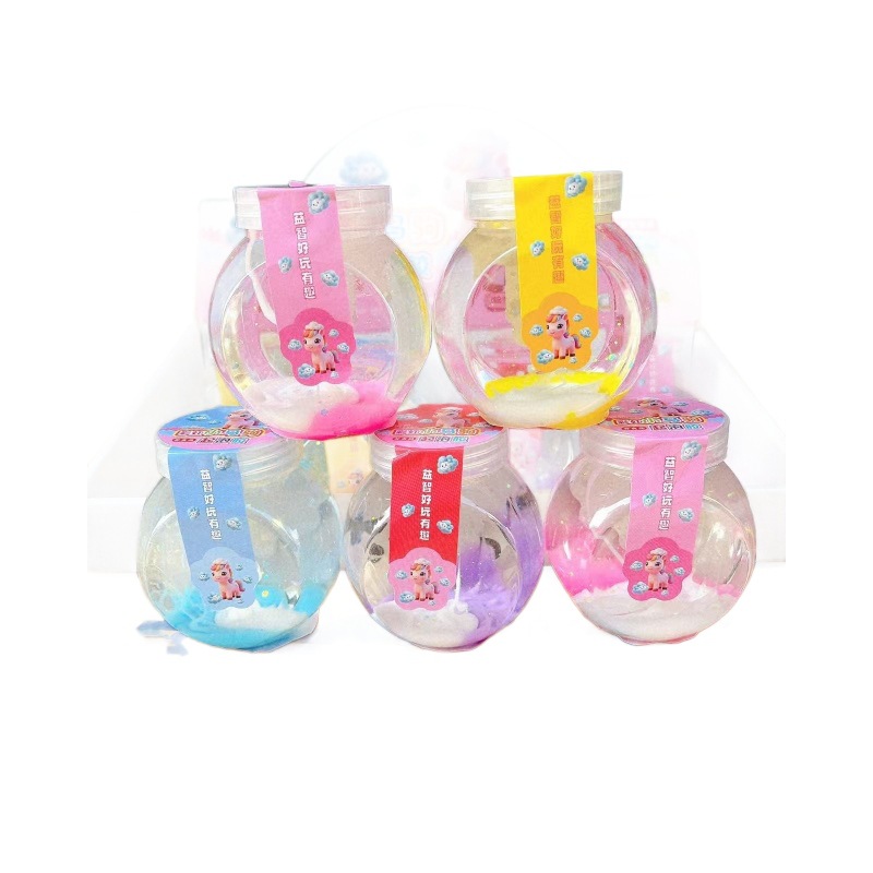 Juguetes para niños barro de cristal barro colorido de alto valor de visualización slime dibujos animados espumantes juguetes descomprimidos 2 yuanes al por mayor