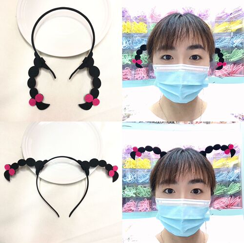Creative Wig Braid Headband Internet Celebrity Live Stream Photo Funny Headwear Children's Cute Braided Hairband Hair Accessories