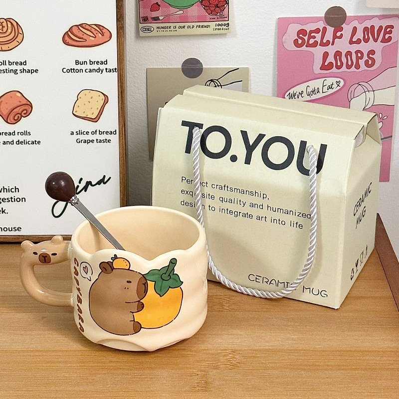 Kapibala apilada linda taza de agua taza de café para el hogar taza de regalo de mano cerámica pareja de alto valor