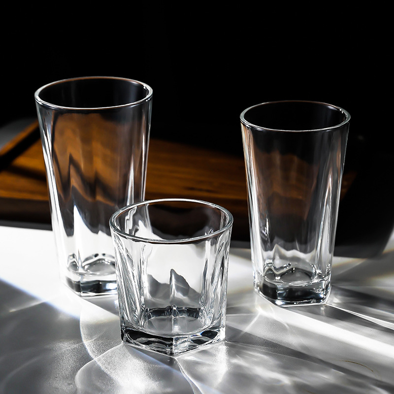五角加厚玻璃杯酒吧啤酒杯KTV洛杯威士忌洋酒杯水杯家用 创意茶杯