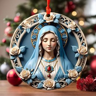 Cross-border New 2D Acrylic Ornament Blessed Virgin Mary Christmas Tree Hanging Ornaments