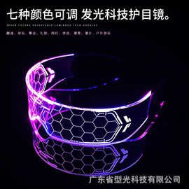 LED七彩发光科技眼镜酒吧蹦迪派对科幻蜂巢眼镜音乐节亚马逊跨境