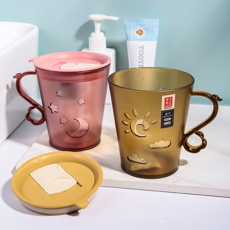 Xiaojian cristal transparente colorido plástico boca taza simple enjuague bucal taza de gran capacidad taza de beber cepillo de dientes taza del hogar