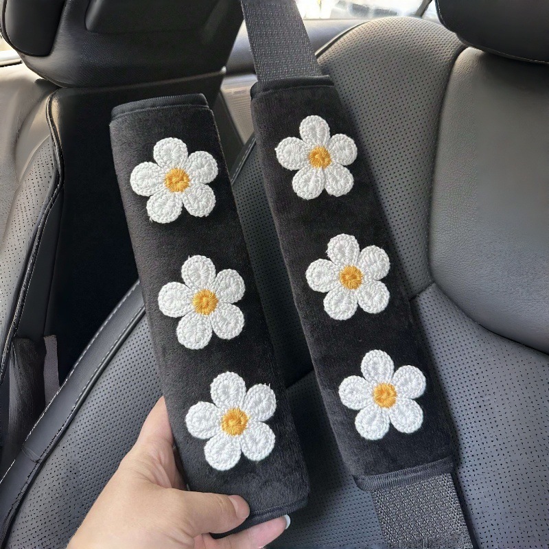 Car Seat Belt Shoulder Cover Flower Car Soft Anti-Strangle Protective Cover Lady Goddess Car Interior Decoration