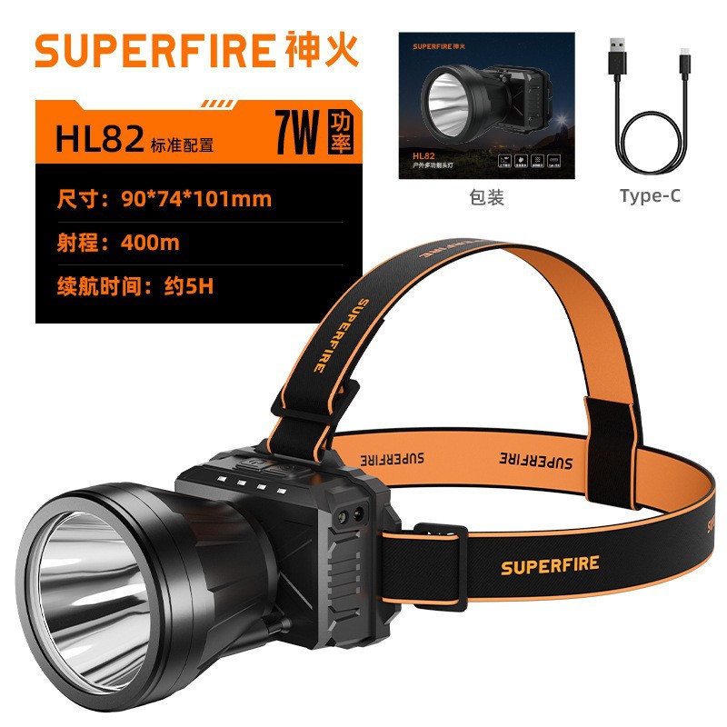 Lámpara de fuego fuerte luz remota inducción montada en la cabeza led recargable al aire libre luz de emergencia personalizada al por mayor