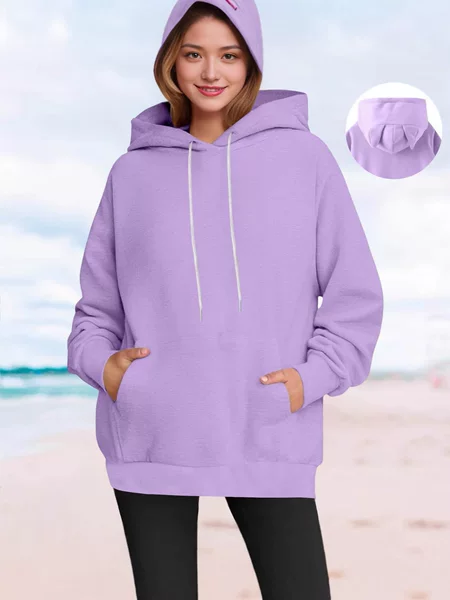 2025 Amazon New Long-Sleeved Sweatshirt Women's Cat Ear Design Hooded Fleece Sweatshirt Hoodie