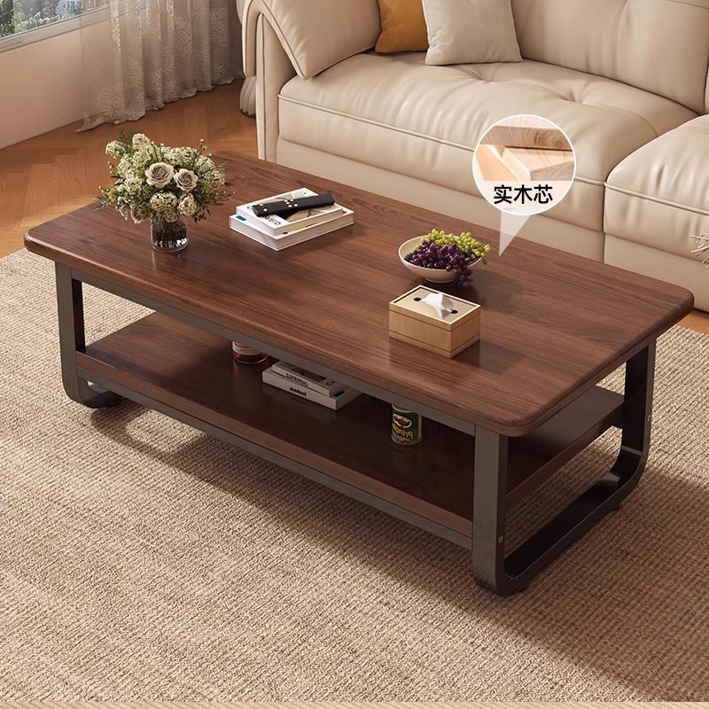 Mesa de té de núcleo de madera sólida, mesa de té de oficina pequeña, mesa cuadrada simple de sala de estar moderna, simple para el hogar