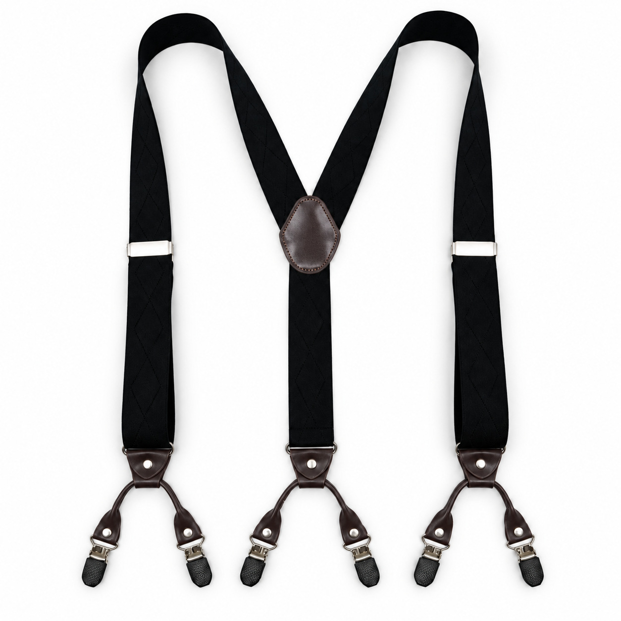 Suministro exclusivo transfronterizo: Tirantes para hombre de 3.5 cm con 6 clips, empaque en caja de regalo, tirantes elásticos.